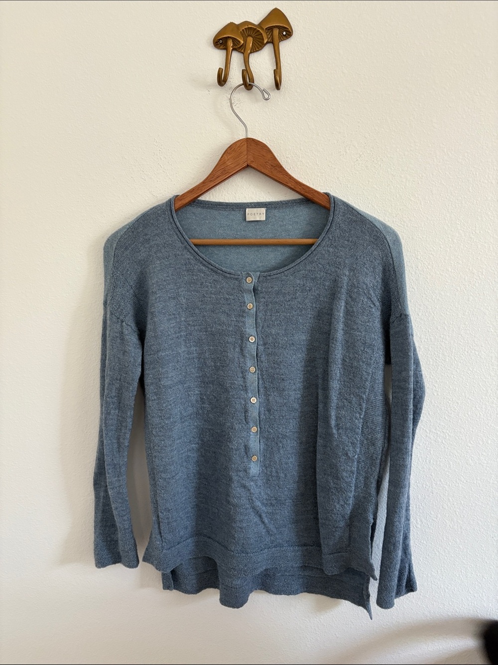 Poetry Baby Alpaca and Cotton long sleeve Henley sweater top size 10